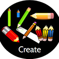 icon showing pictures of art supplies