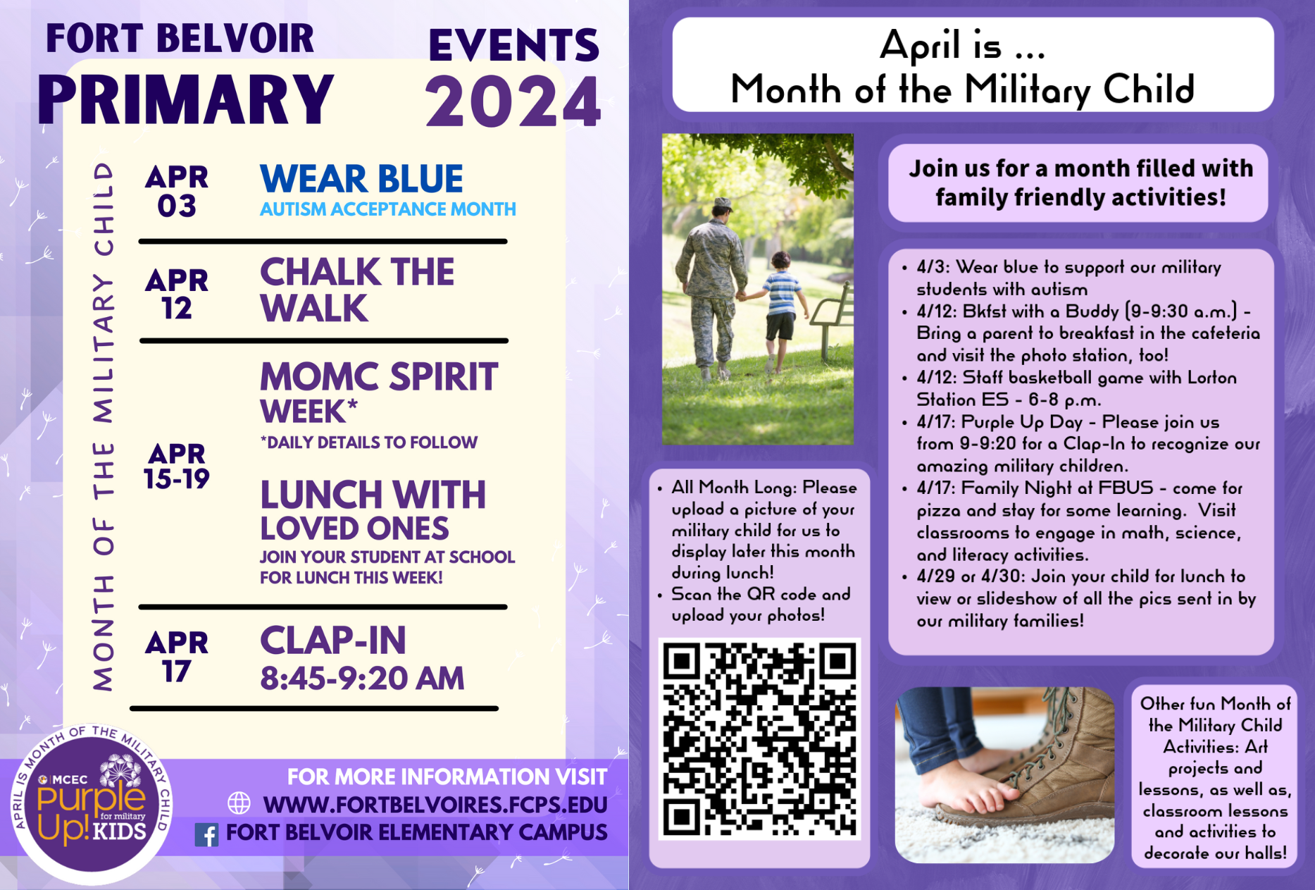 flyer with month of the military child events
